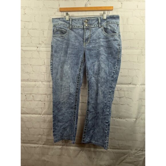 Rebel By Right Jeans Womens Size 16 Blue Wash Cropped DIY Hem Casual Denim *READ - Picture 1 of 8